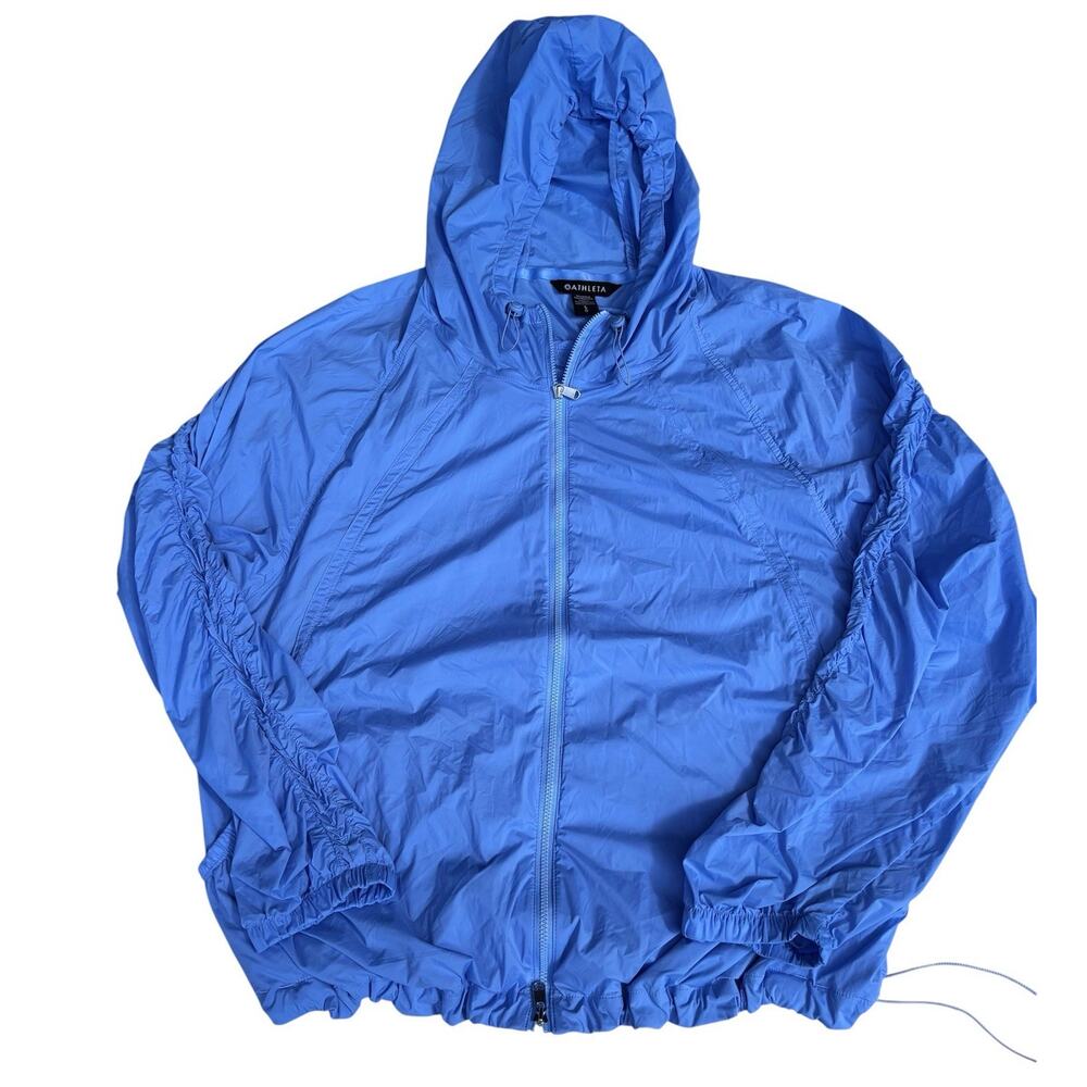 Athleta Women’s Wind Breaker Rain Jacket Light Weight Light Blue Scrunch Size L